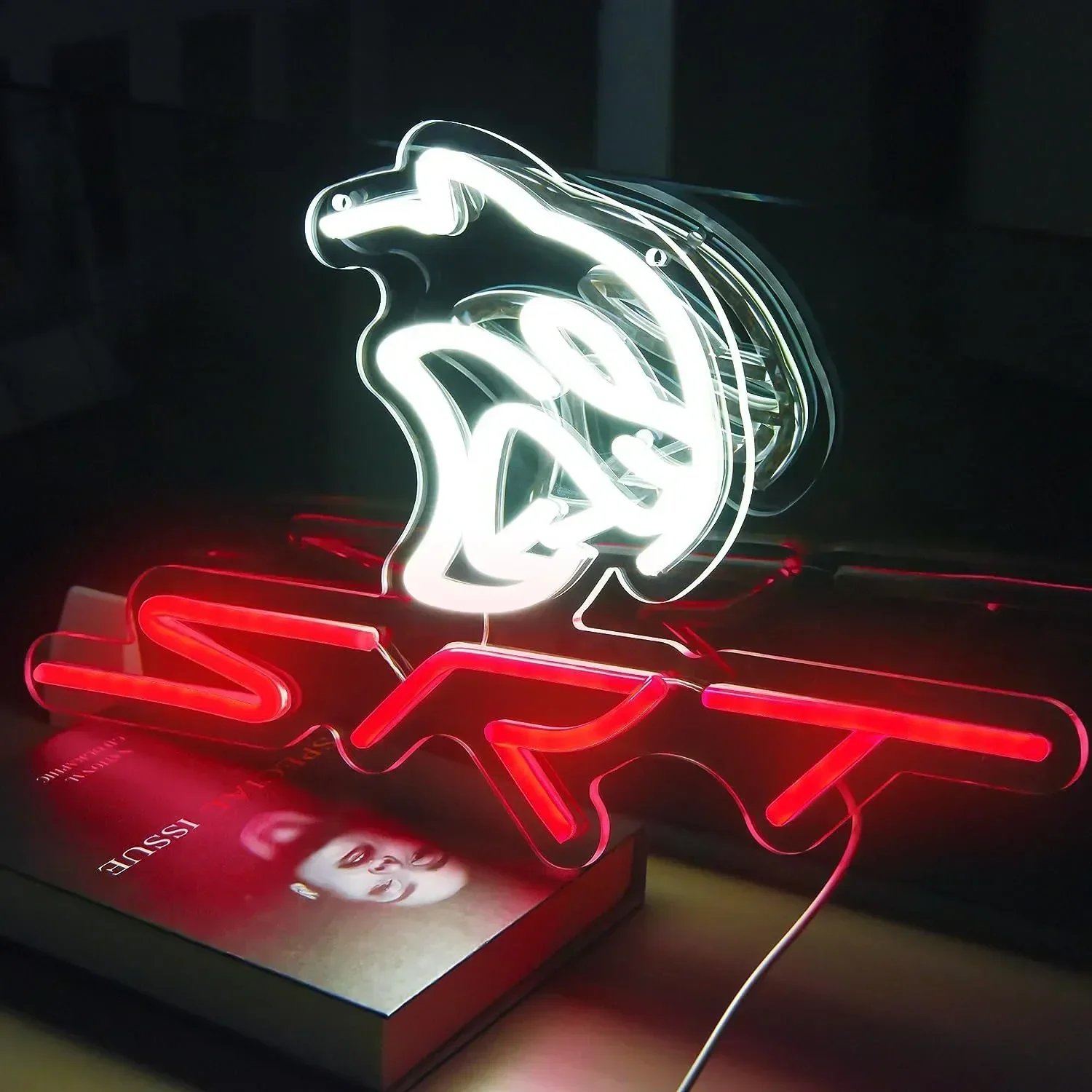 SRT Car Service Neon Signs LED Neon Light Sign Light Up Neon Signs Car Refit Garage Wall Car Garage Repair Shop Car Badge