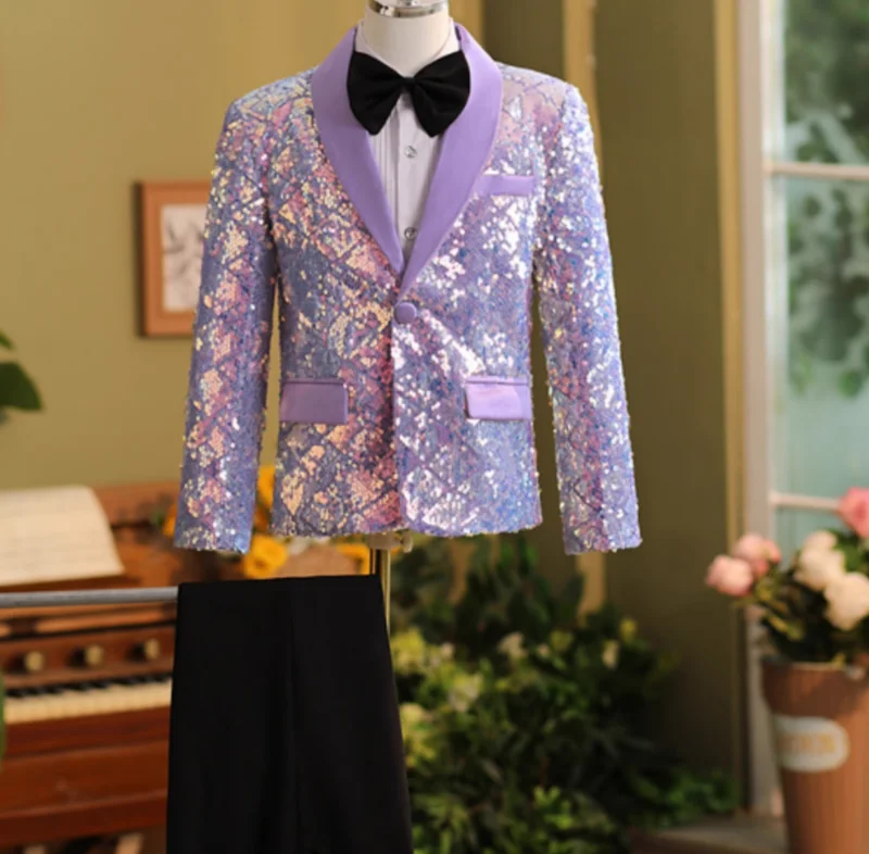 

Boys' Spring and Summer Sequin Model Runway Suit Performance Outfit