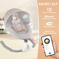 Electric Baby Rocking Chair Bed, with Removable Dolls, Bluetooth Baby Crib Cradle with Remote Control & Music,Gray/Blue/Pink