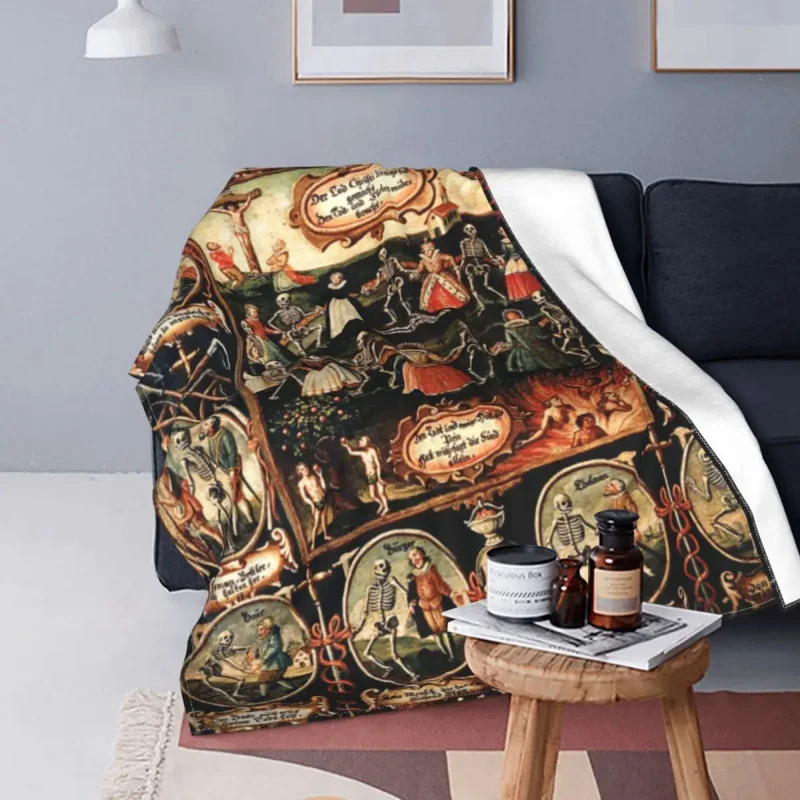 Hans Holbein The Dance Of Death Blankets Flannel Super Warm Throw Blanket for Car Sofa Couch Bedroom Quilt