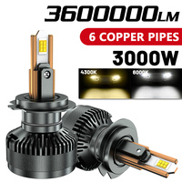 2PCS 4300K 6000K LED Headlight H7 H4 H8 H9 H11 9005 HB3 9006 HB4 H1 LED Car Lights 6 copper pipes cooling Auto Lamp 12V 24V