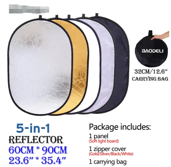 90x120cm 5 in 1 Portable Collapsible Light Oval Photography Reflector for Studio Multi Photo Outdoor studio reflector