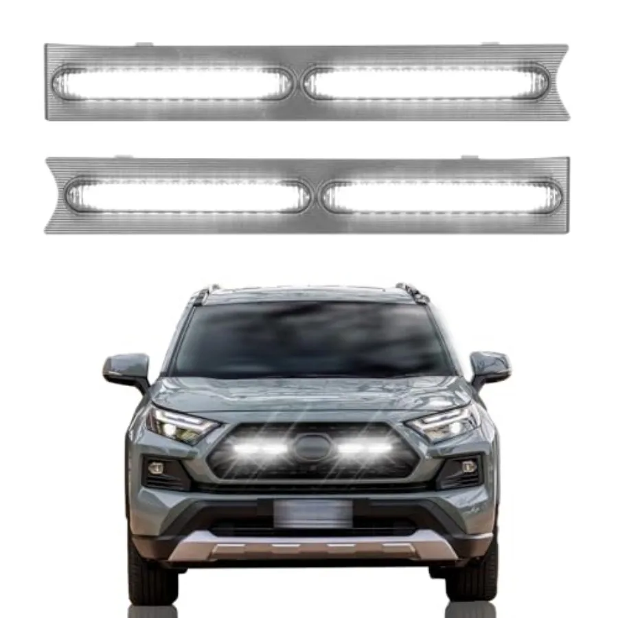 

LED Grille Fits for 2019-2025 Toyota RAV4 Accessories Exterior Front Grill Insert Light for 5th Gen Hybrid Adventure TR D Off-R