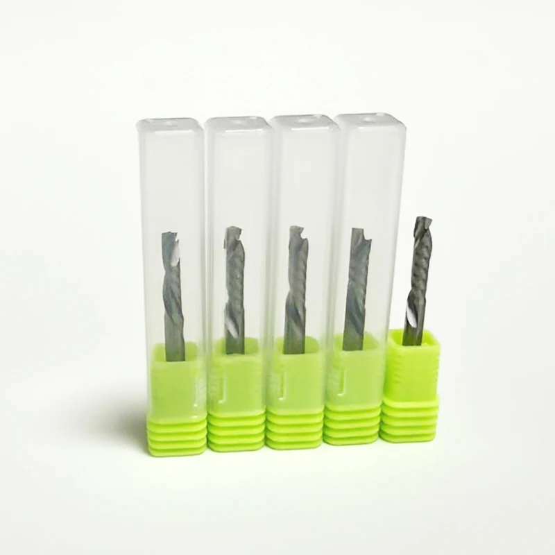 

5 шт. 3,175/4/6 мм с одной канавкой вверх вниз, спиральные твердосплавные фрезы, фрезы для сжатия древесины, концевые фрезы