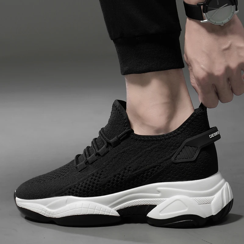 Elevator Shoes Men White Sneakers Hidden Heels Heightening Shoes For Men Fashion Black Breathable 6cm Sports Taller Shoe