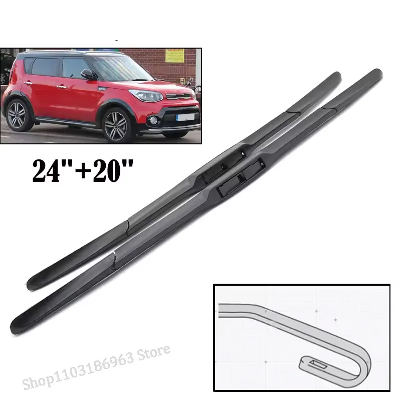 

Wiper Front Wiper Blades For Kia Soul MK2 2014 - 2019 Windshield Windscreen Clean Window Car Rain Brushes Nature 24"+20"