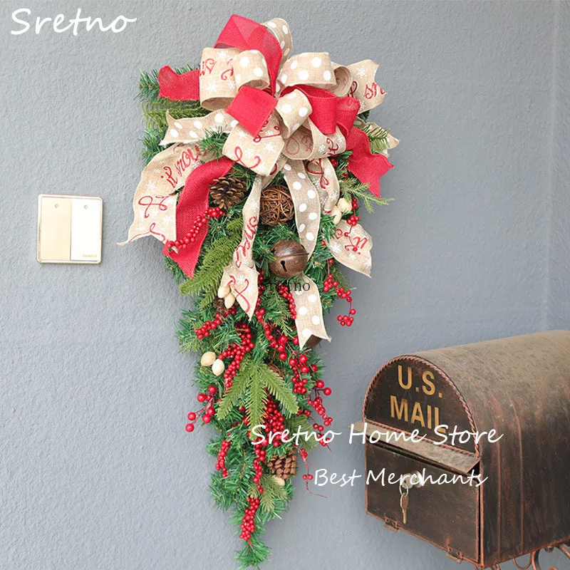 

SRETNO Christmas Tree Wall Hanging Decorations 2025 Artificial Plants Pine Fruit Berry Festive Door Hanging Christmas Pendant