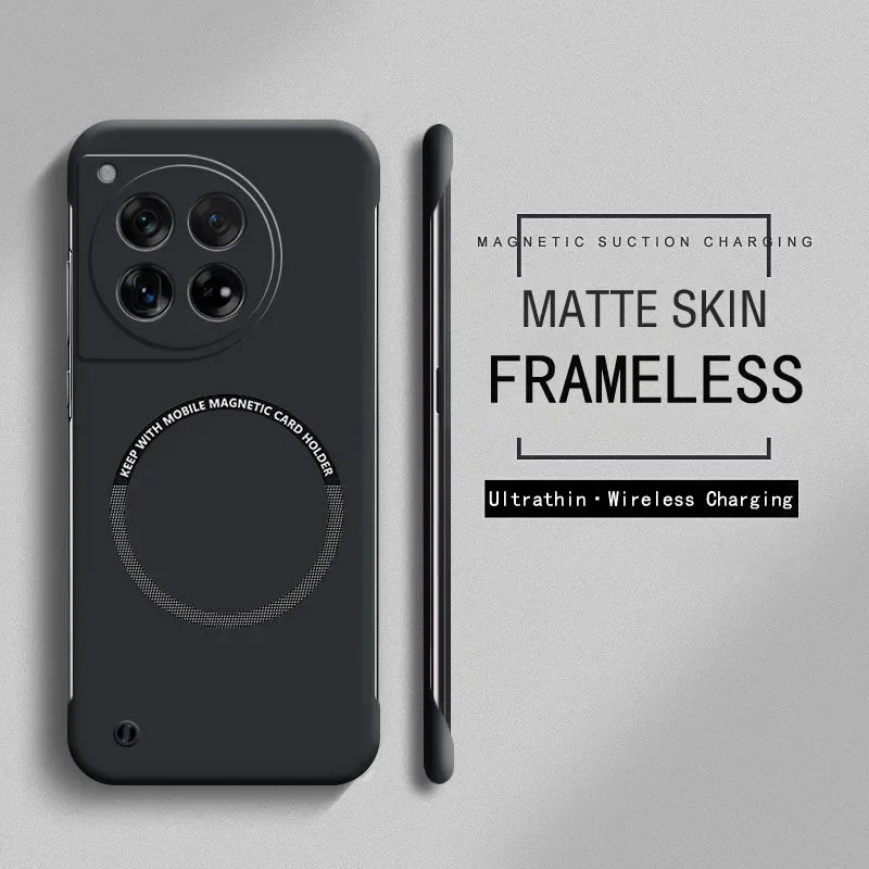 Ultra Thin Frameless Magnetic Phone Case for Magsafe Oneplus 13 12 11 R 13T Wireless Charging Hard PC Matte Back Protect Cover