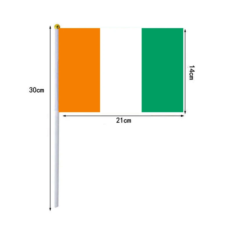 10 Pcs/lot Ivory Coast Hand Waving Flags 14x21cm Ivory Coast Flag Wholesale