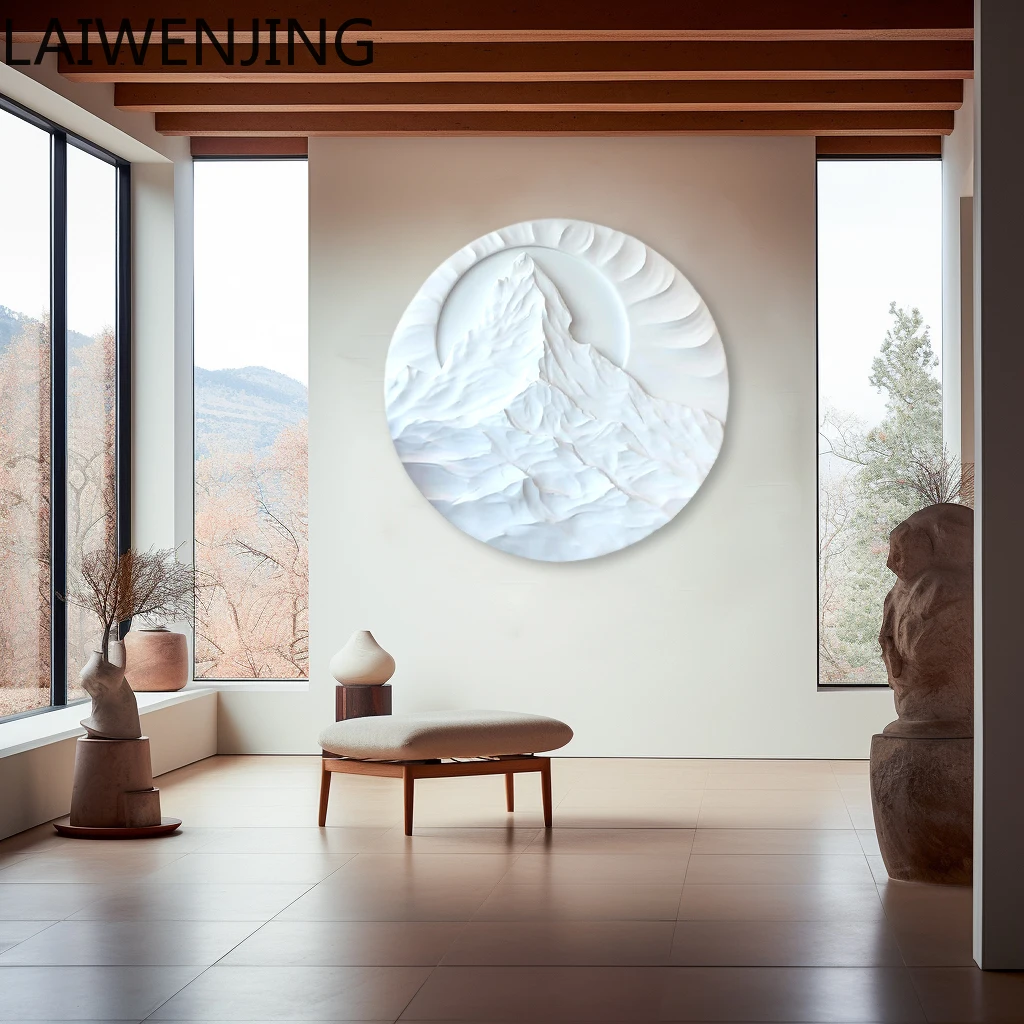 

HLZ Modern Minimalist Decorative Painting Wabi-Sabi Style Living Room Wood Carving Hanging Painting Entrance Relief Painting