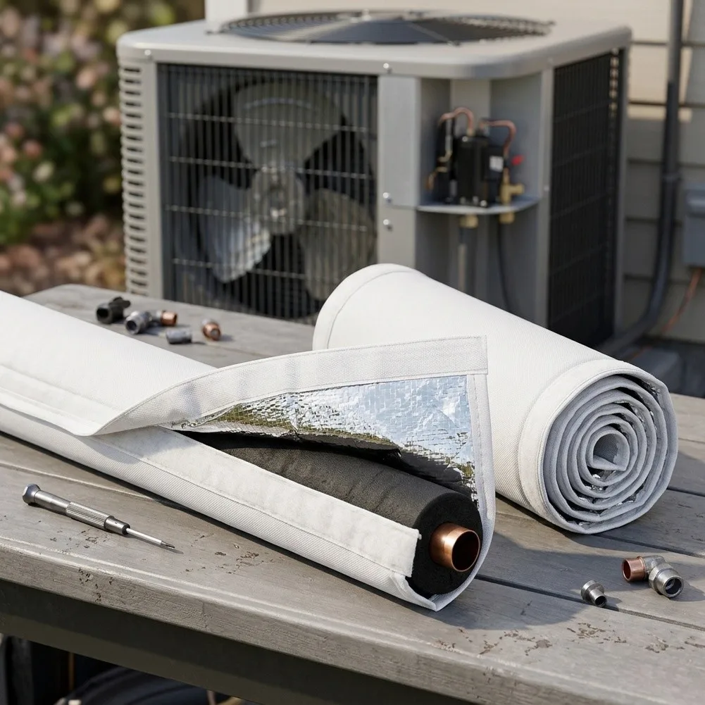 Triple-Layer HVAC Copper Pipe Insulation Cover, 600D Oxford Cloth Weatherproof Sleeve For Mini-Split System