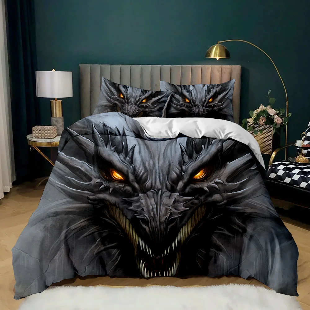 

3D Mythical Dragon Aniaml Cool Kids Quilt Durex Twin Full King Size 3Pcs Duvet Cover Bedding Linen Set Bedspread 200x200 240x220