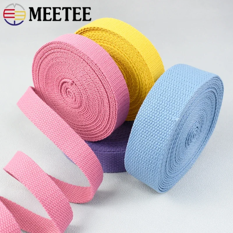 8M 20-50mm Polyester Cotton Webbings 1.5mm Thick Canvas Ribbon Belt Bag Webbing Knapsack Strapping Sewing Belts Accessories