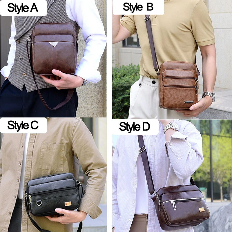 

Men's Waterproof Messenger Bag Large Capacity PU Leather Shoulder Bag Adjustable Strap For Travel Work Outdoor Casual Daily Use