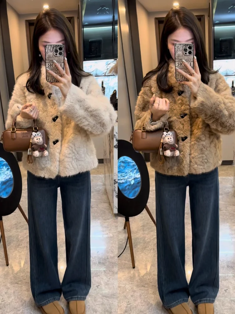 

Модная женская зимняя верхняя одежда из искусственного меха, пальто с пуговицами в виде лап, роскошное пушистое, прямой подол, для повседневной носки, свободный крой