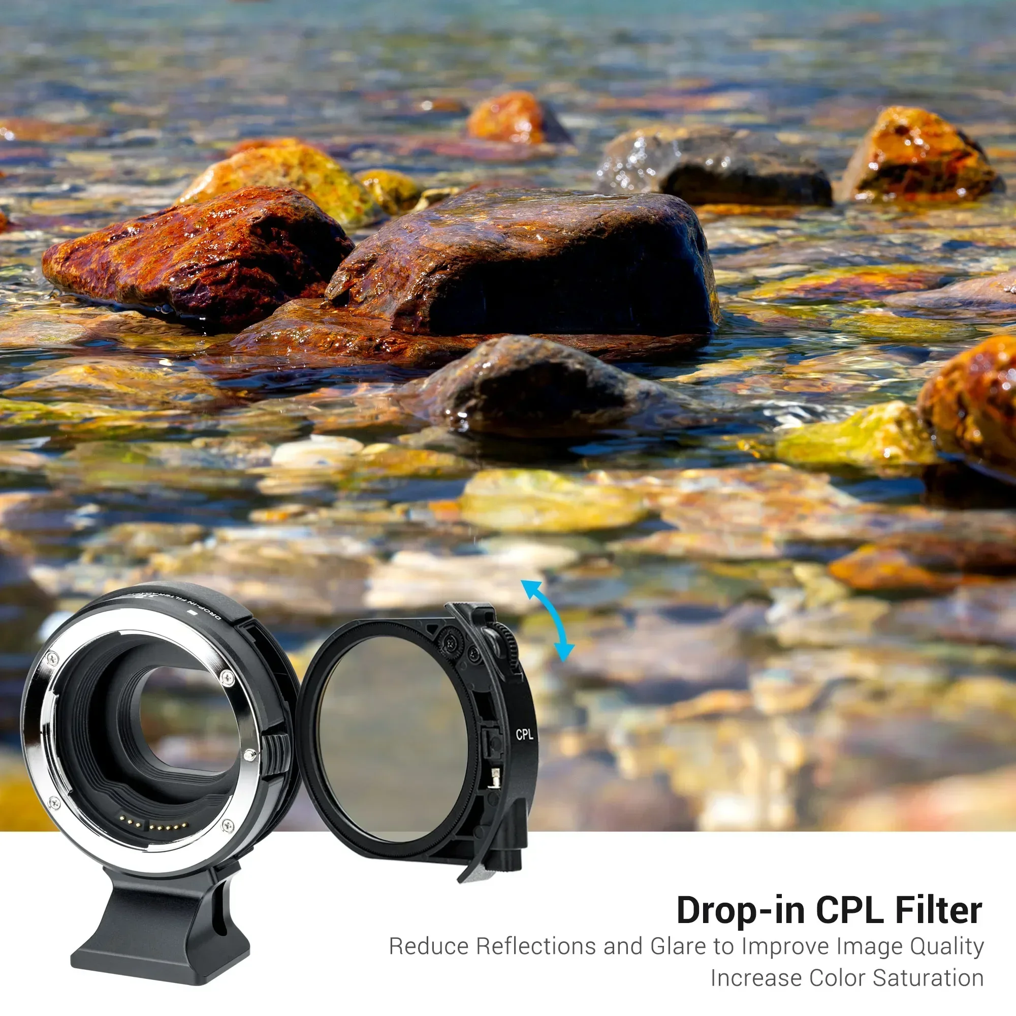 JJC EF-EOS M Lens Mount Adapter with Drop-In Filters for CAN. EF/EF-S mount lens to EOS-M Mount Camera Compatible with Canon M50 view 6