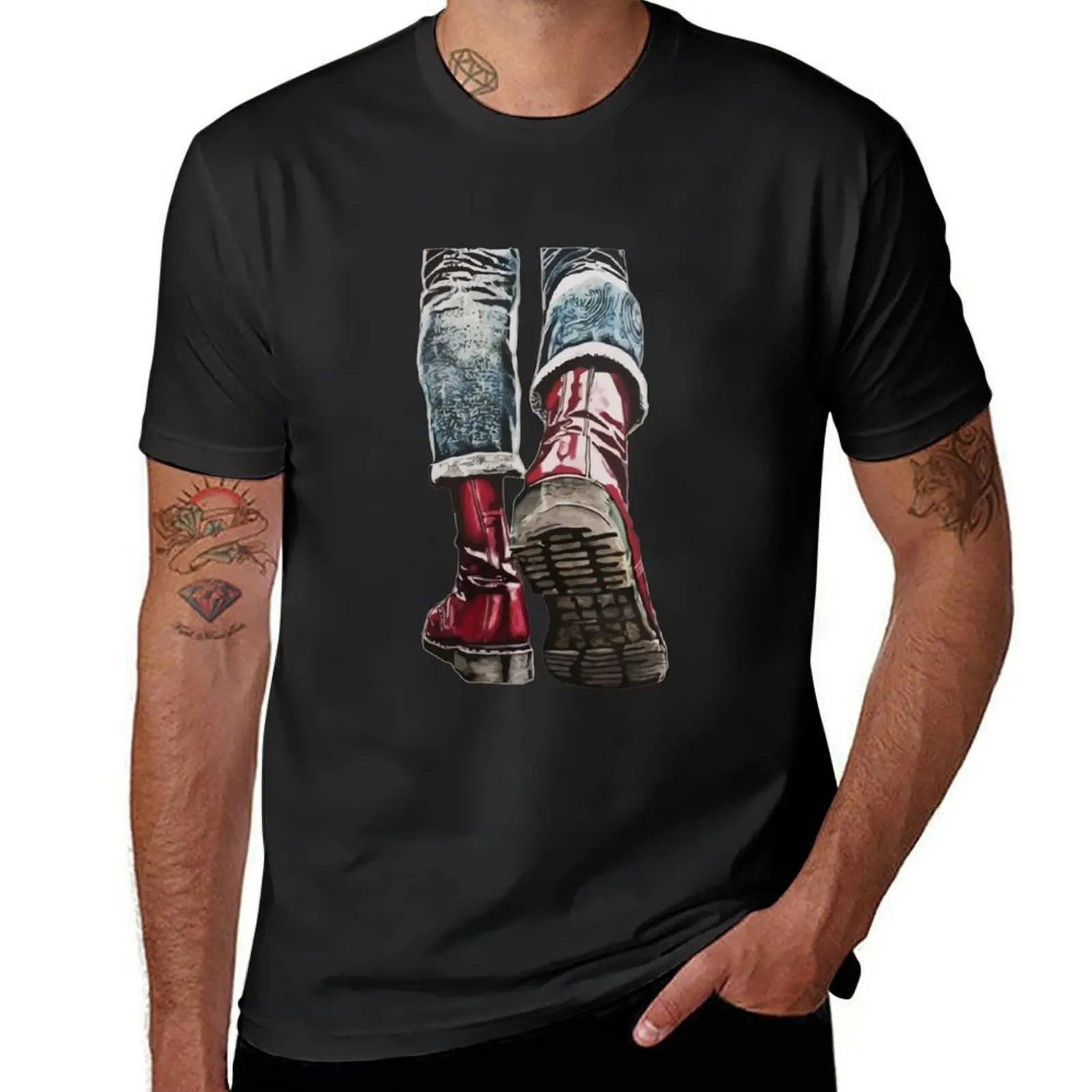 Skinhead Boots T-Shirt vintage tops sports fans korean fashion mens clothing