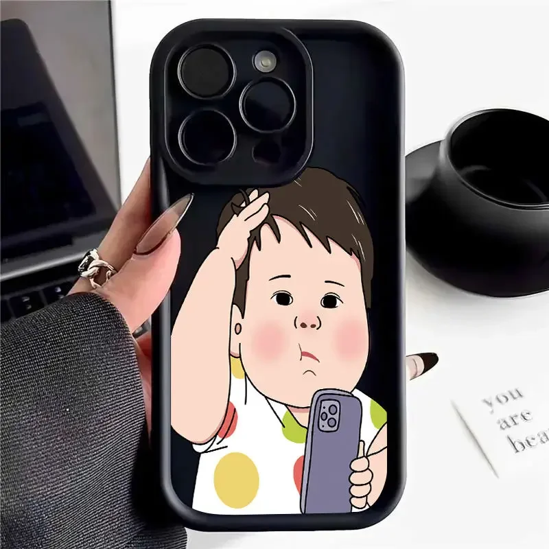 Funny boy Silicone Phone Case For iPhone15 14 13 11 12 Pro Max Mini X XR XS 7 8 Plus SE 2020 Shockproof TPU Back Cover