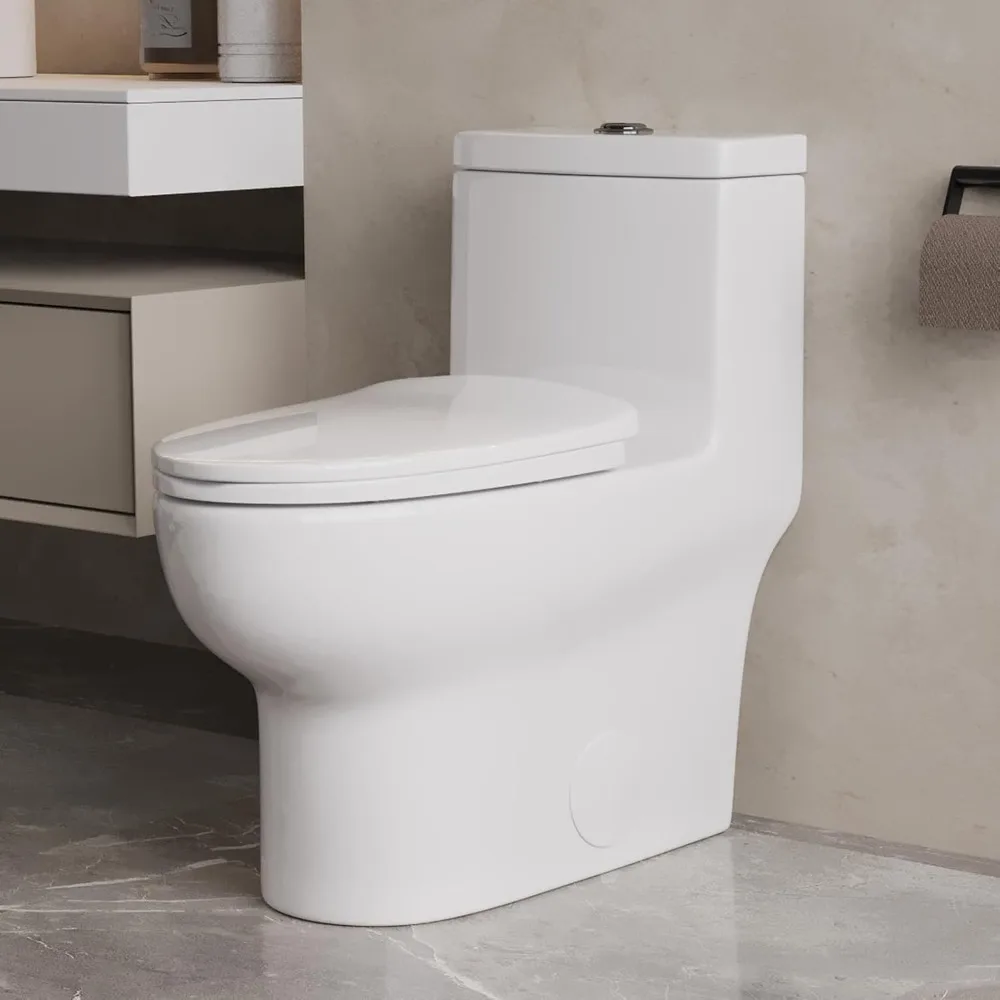 Einteilige Toilette DV-1F026 Längliche Toilette mit leistungsstarkem Dual Flush 1.1/1.6 GPF Soft-Close-Sitz Standardhöhe Einfach