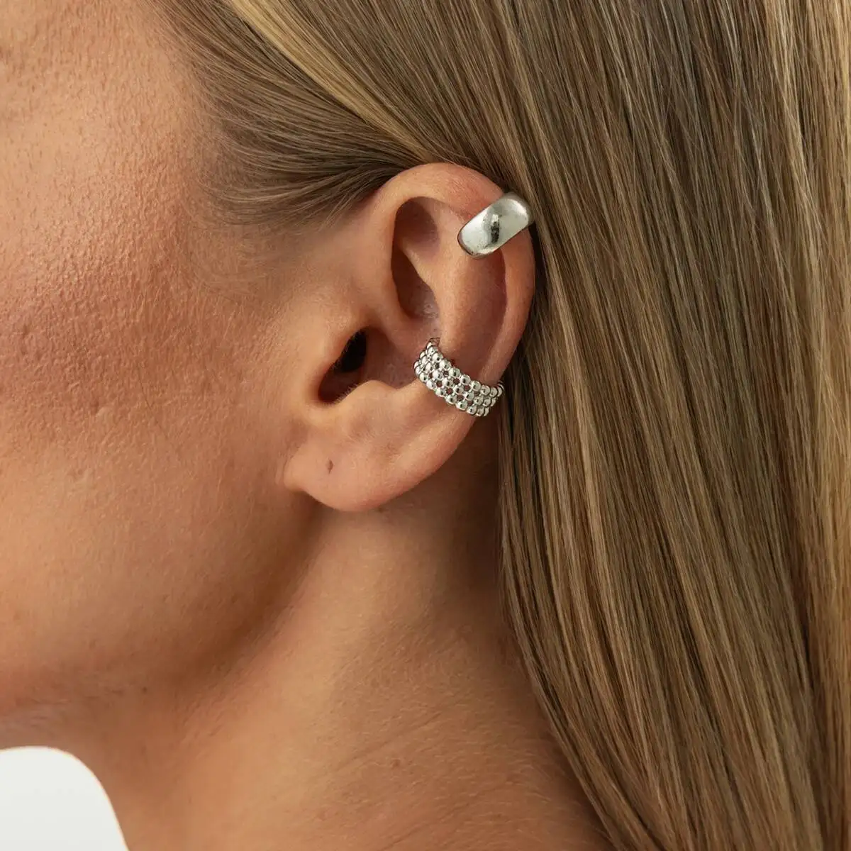 KunJoe 2Pcs/Set Trendy Geometric C-shaped Ear Clips Non Piercing Earrings for Women Minimalist Irregular Ear Cuff Jewelry Gift