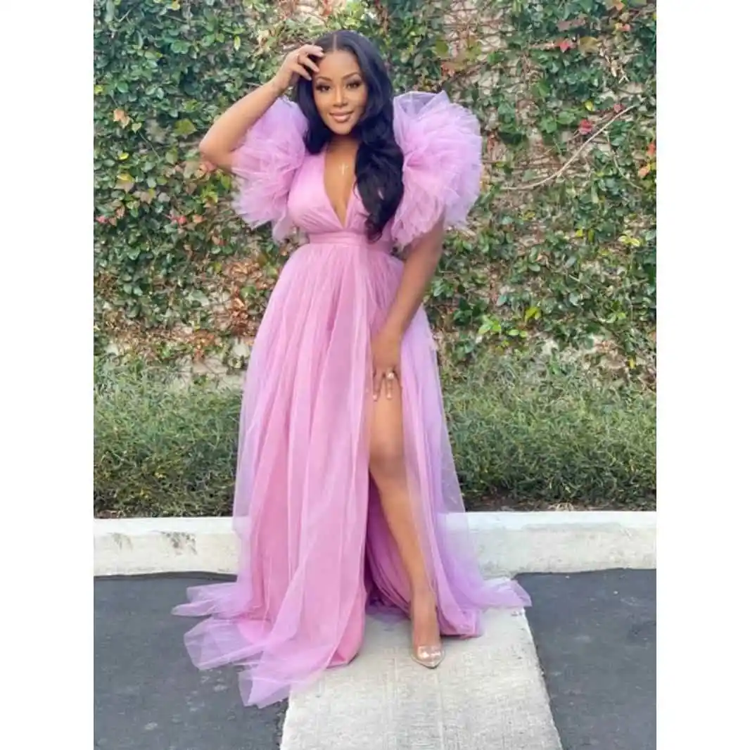 

plus Size Mesh Dress Elegant Long Sleeveless Women's Dress Citywalk A-Line Gown Zipper Side Opening Elegant Large Dress