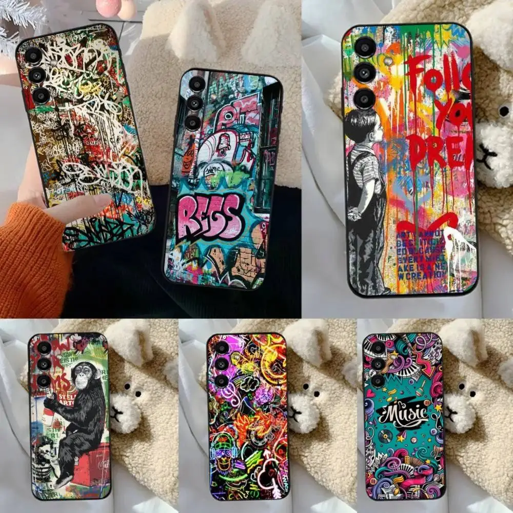 

Graffiti Phone Case For Samsung S24,23,22,30,21,10,9,Ultra,Plus,Lite,FE,5G Black Soft Case