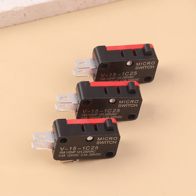 10Pcs Micro Switch V-15-1C25 Silver Point V-15-1C25 Microwave Oven Contact Switch Copper Point Tact Switch Limit Microswitch