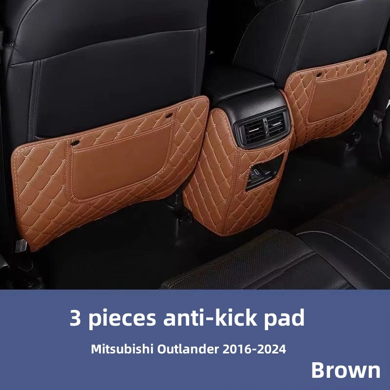 Car Accesorries 3 Pieces Anti -Kick Pad for Mitsubishi Outlander 2016-2024 Protect Mat for Kicking Back of front seats