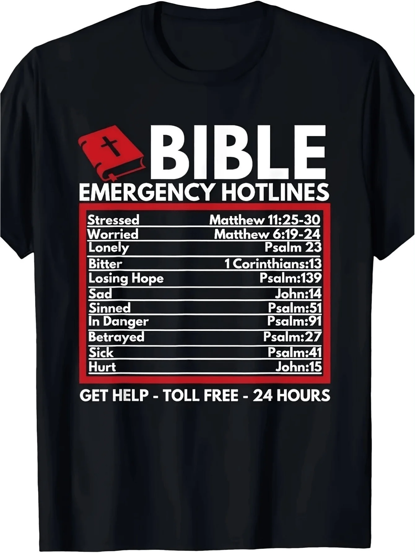 Biblical Emergency Number - Fun Christian Bible And Jesus T-Shirt - 100% Cotton - 180g Suitable For Easter, Halloween, Thanksgiv