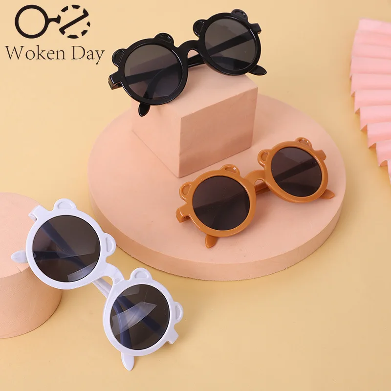 Girls Boys Cute Bear Cartoon Sunglasses UV400 Children Retro Round Frame Sunglasses Outdoor Eyewear Baby Shade Glasses