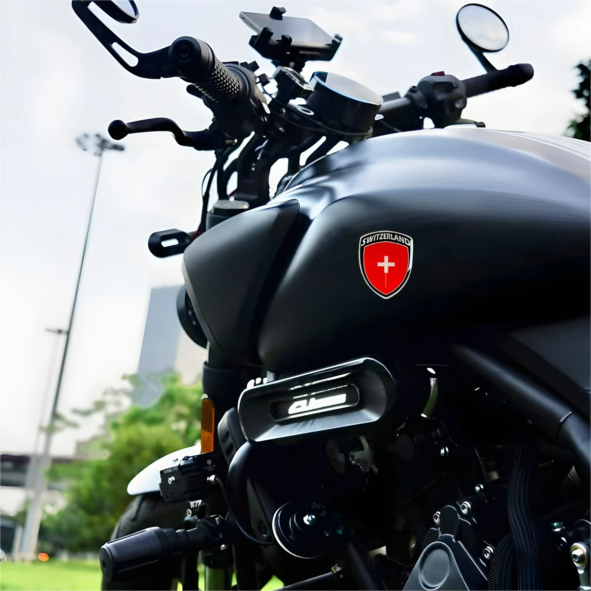 Reflective National Switzerland Flag Shield Emblem Badge 3D Sticker Motorcycle Accessories Car Decal Decoration PVC Moto Decals