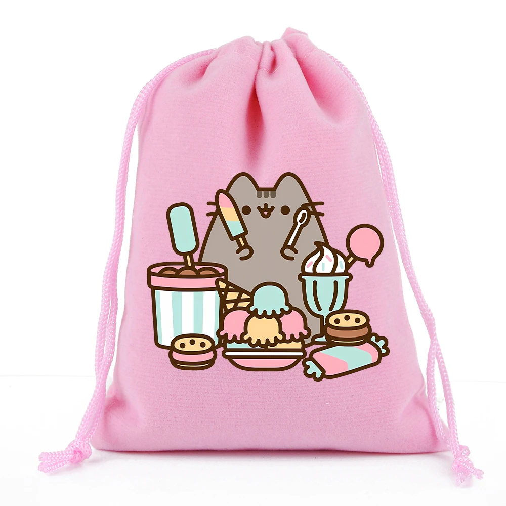 New Pusheen Plush Drawstring Bags Girls Handbag Kawaii Cartoon Tote Bags Cute Kids Candy Storage Bag Children Birthday Gifts