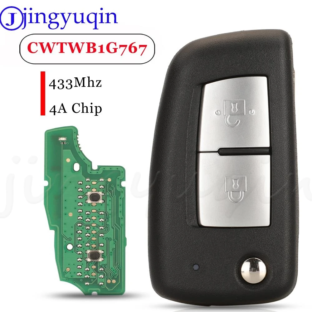 

Jingyuqin 2 Buttons Fob 433MHZ 4A Chip CWTWB1G767 Folding Smart Remote Control Car Key For Nissan Qashqai Micra Pulsar X-Trail