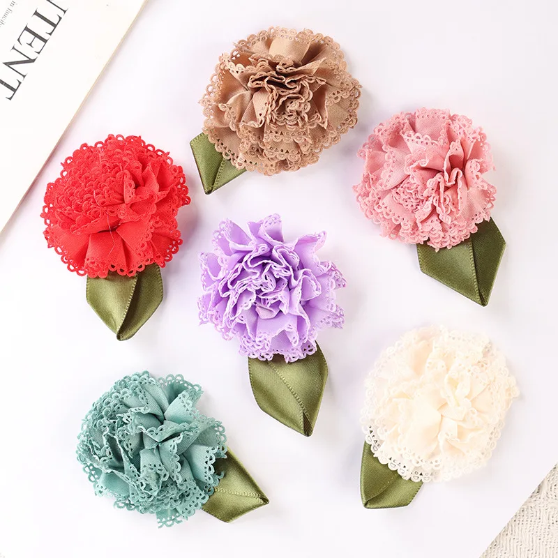 10Pcs Artificial Silk Carnation Flower Heads Handmade Fabric Making For DIY Headware Clothing Accessories Wedding Decoration