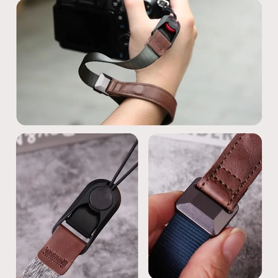 Real Cowhide Camera Wrist Strap Quick Release Wristband for Canon EOS R5 R6 R3 1D X Nikon Z7 Z F Z6III Pentax K-1 Mark II DSLR