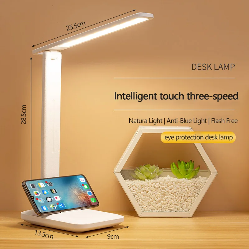 LED الجدول مصباح عيون حماية اللمس عكس الضوء LED القراءة ضوء طالب عنبر غرفة نوم القراءة USB مصباح مكتبي قابل لإعادة الشحن