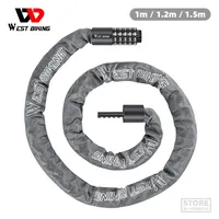 WEST BIKING 100-150cm Bicycle Chain Code Lock Safety 5 Digit Combination Anti-Theft  Motorcycle  E-bike Accessories