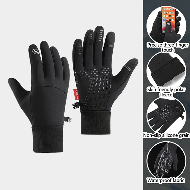 Winter Warm No-slip Touch Screen Gloves Outdoor Windproof Waterproof Cold-proof Gloves Men Driving Cycling Fishing Ski Gloves