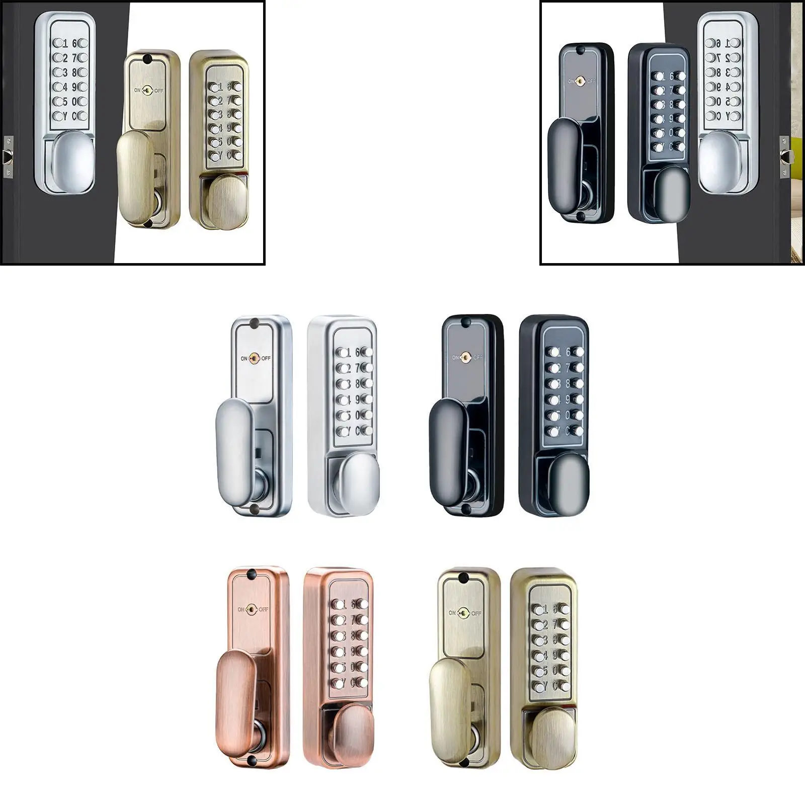 Keyless Entry Door Lock,Mechanical Keypad Door Lock Outdoor Hotel Combination Door Lock for Front Door Interior Exterior Door