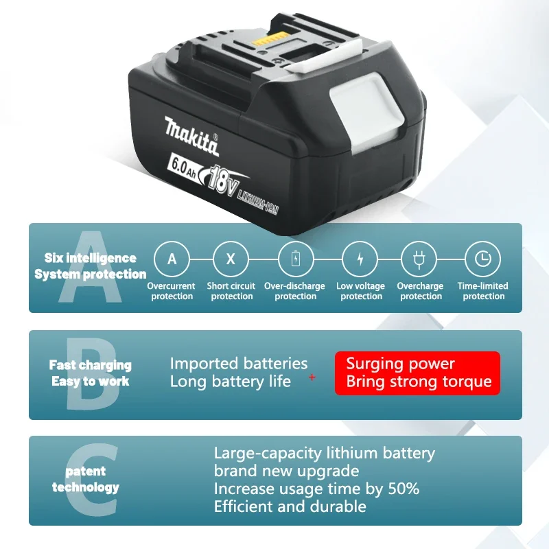 Genuine makita Battery BL1860 BL1850B BL1850 BL1840 BL1830 screwdriver battery & charger 18v Replacement Power Tool Batteries