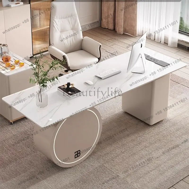 PG light luxury desktop computer desk slate office Italian minimalist study table study room writing desk designer