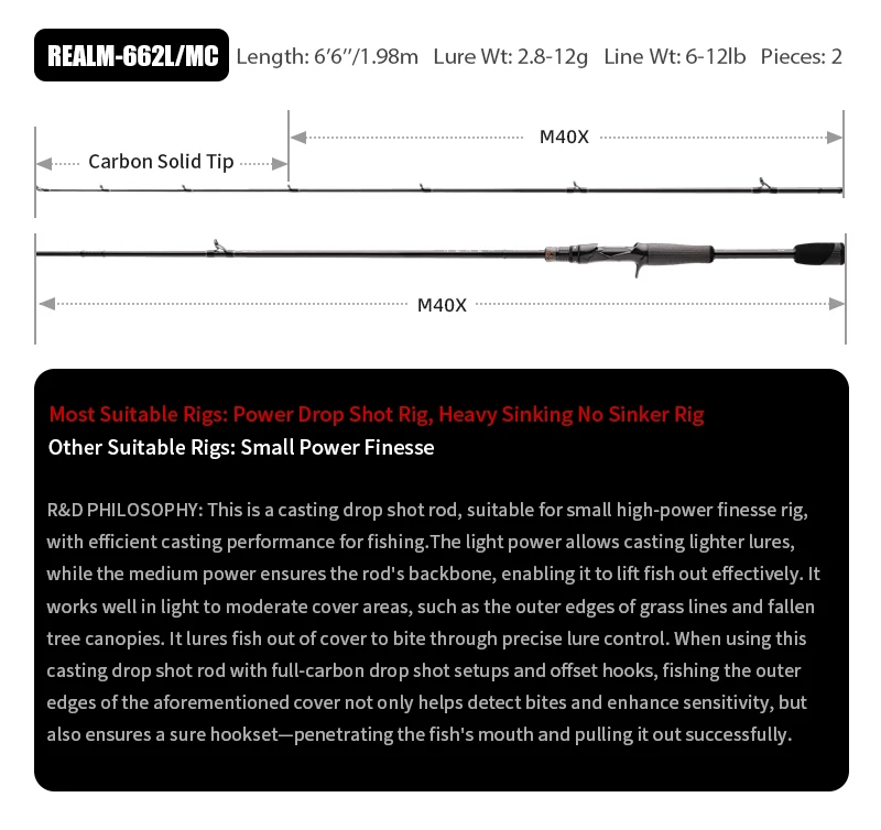 Purelure Realm Bass-Angelrute All M40X Toray Carbon Soft Bait Zander EX F/F Action mit Fuji SIC Ring für Spinning und Casting – Detail 25