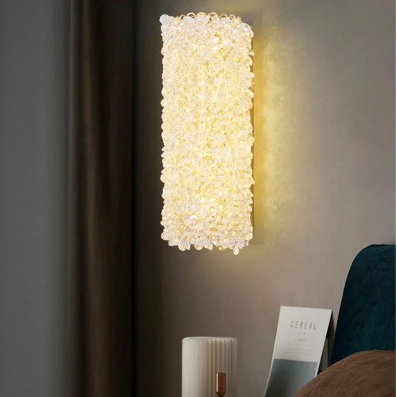 ما بعد الحداثة الفاخرة الكريستال الجدار مصباح غرفة المعيشة زخرفة خلفية الحديثة الحد الأدنى غرفة نوم رئيسية السرير إضاءة داخلية #3