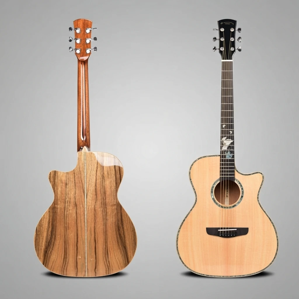 GA‑Style Cutaway Acoustic Guitar,Solid Spruce Top,Zebrawood Body,Decorative Rosette,Perfect For Amateur Guitar Enthusiasts