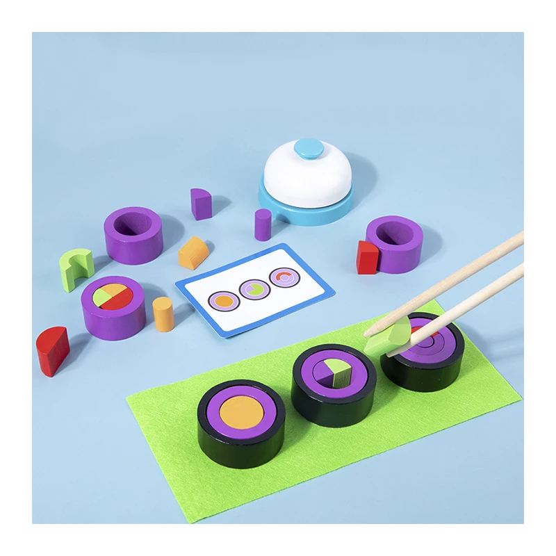 New  Wooden Montessori Fine Motor Training Pretend Play Kitchen Pretend Toy Sushi Cooking Role Play Matching Puzzle Gifts