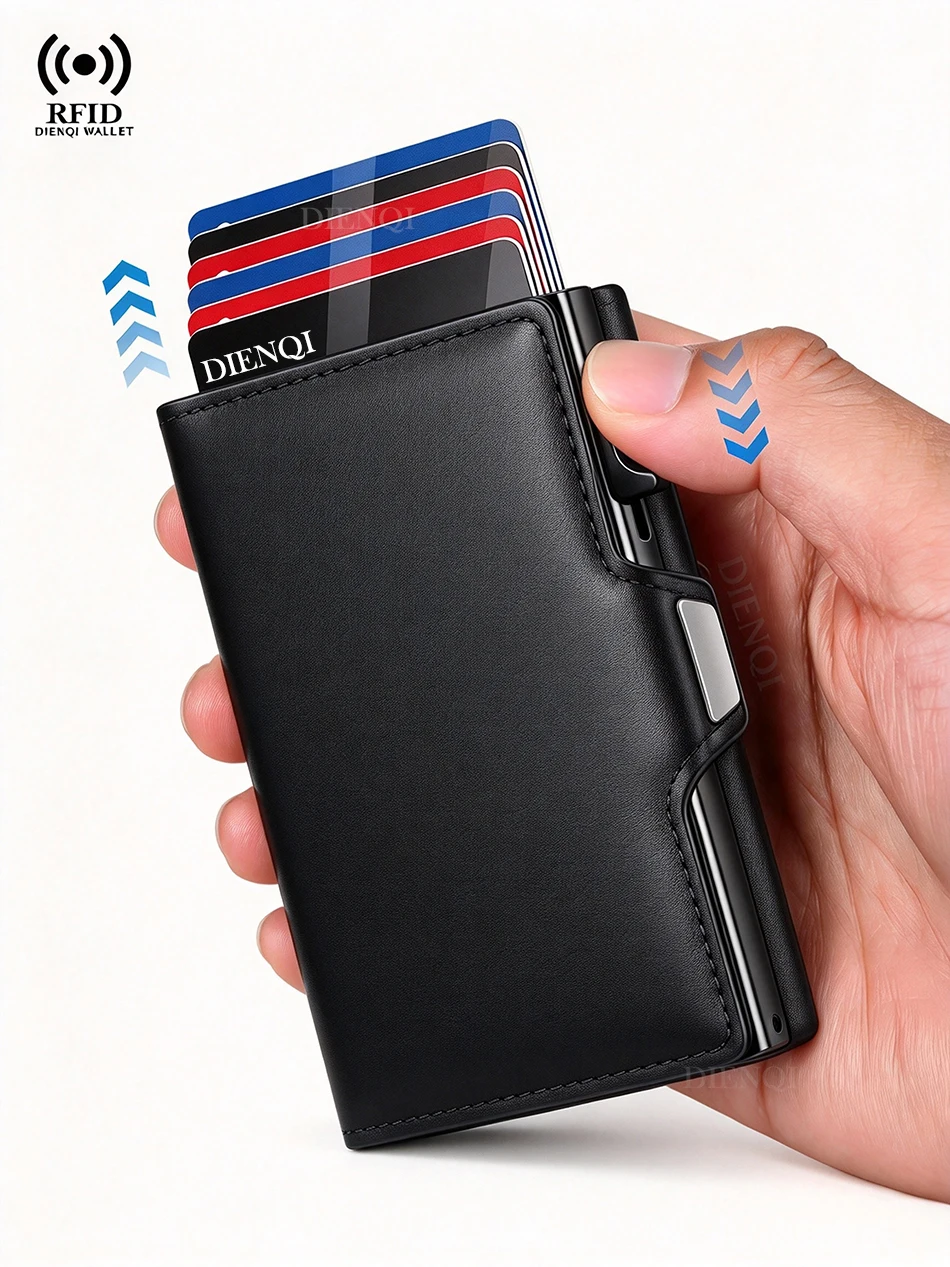 RFID Kleine Herren-Geldbörsen Kreditkartenhalter Kohlefaser-Muster Smarte Luxus-Geldbörse Bankkartenhalter Etui Business-Geldbörse für Männer – Detail 7