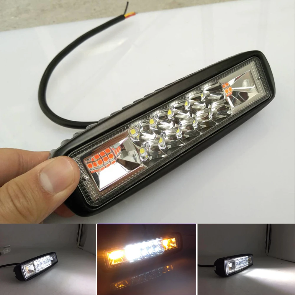 1pcs 24W Mini Car Truck 16Led Light Bar Trailer Offroad LED White Amber Side Working Spot/Flood Light For 12V 24V Vehicles