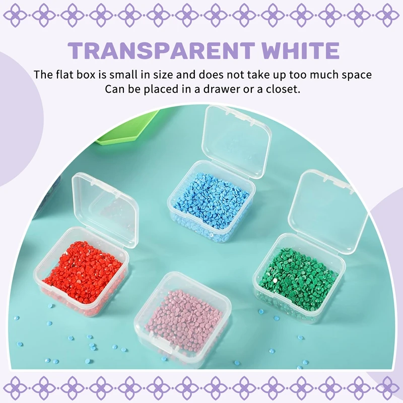 HOT-16 Pack Clear Plastic Beads Storage Containers Box With Hinged Lid For Small Items, Diamond, Beads (2.2X2.2X0.79In)