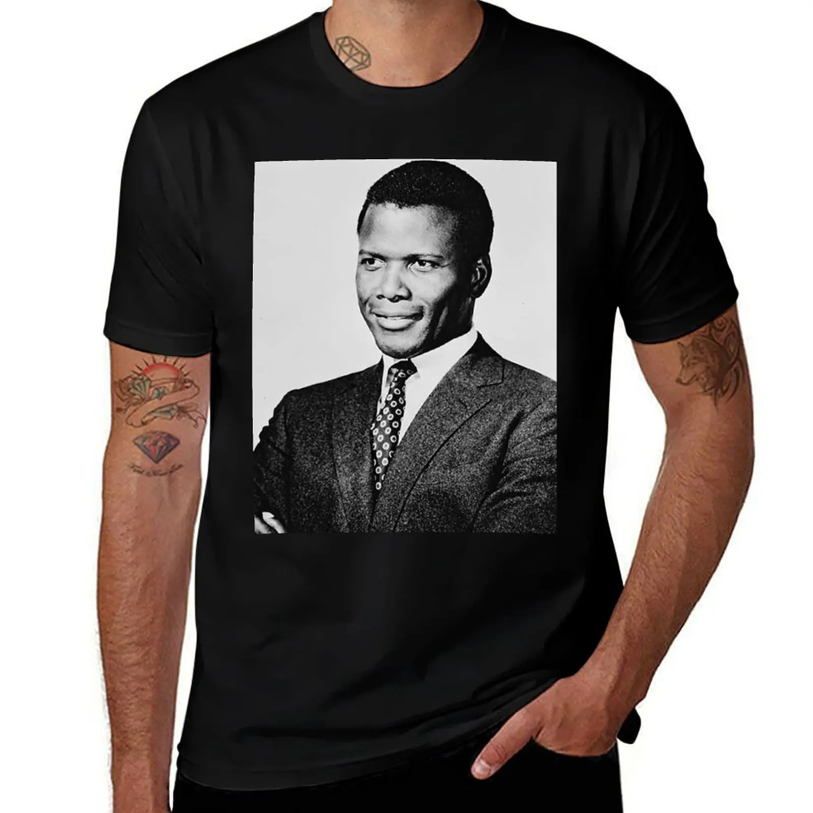 

Sidney Poitier Black And White T-Shirt oversized t shirt boys animal print tees mens graphic t-shirts funny