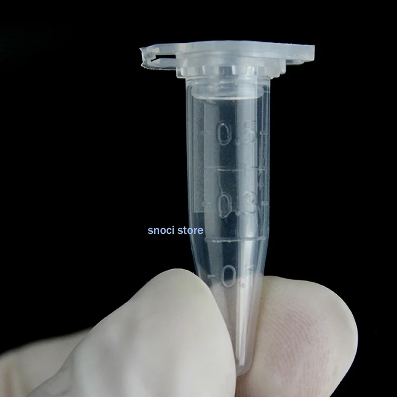 0,5 ml Stücke transparenter Mini-Kunststoff-Reagenzgläser, Zentrifugenröhrchen, Röhrchenbehälter, wissenschaftliches Laborzubehör. 1000 Stück. – Detail 3